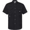 Alimens & Gentle Short Sleeve Fishing Shirt Wicking Fabric Sun Protection Casual Button Down Shirts(Black)