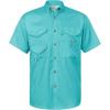 Alimens & Gentle Short Sleeve Fishing Shirt Wicking Fabric Sun Protection Casual Button Down Shirts(Blue Green)