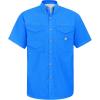 Alimens & Gentle Short Sleeve Fishing Shirt Wicking Fabric Sun Protection Casual Button Down Shirts(Bright Blue)