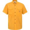 Alimens & Gentle Short Sleeve Fishing Shirt Wicking Fabric Sun Protection Casual Button Down Shirts(Yellow)
