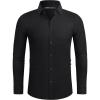 Alimens & Gentle Stretch Mens Dress Shirts Slim Fit Long Sleeve Casual Skinny Muscle Fit Wrinkle Free Button Down Shirt(Black)