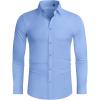 Alimens & Gentle Stretch Mens Dress Shirts Slim Fit Long Sleeve Casual Skinny Muscle Fit Wrinkle Free Button Down Shirt(Classic Blue)