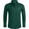 Alimens & Gentle Stretch Mens Dress Shirts Slim Fit Long Sleeve Casual Skinny Muscle Fit Wrinkle Free Button Down Shirt(Green)