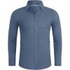 Alimens & Gentle Stretch Mens Dress Shirts Slim Fit Long Sleeve Casual Skinny Muscle Fit Wrinkle Free Button Down Shirt(Infinity Blue)