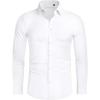 Alimens & Gentle Stretch Mens Dress Shirts Slim Fit Long Sleeve Casual Skinny Muscle Fit Wrinkle Free Button Down Shirt(White)