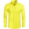 Alimens & Gentle Stretch Mens Dress Shirts Slim Fit Long Sleeve Casual Skinny Muscle Fit Wrinkle Free Button Down Shirt(Yellow)
