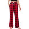 Alimens & Gentle Womens Pajama Pants Plaid Stretch Comfy Lounge Pants Drawstring Waist Sleep Bottoms with Pockets(A-black&red)