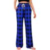 Alimens & Gentle Womens Pajama Pants Plaid Stretch Comfy Lounge Pants Drawstring Waist Sleep Bottoms with Pockets(Black&blue)