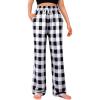 Alimens & Gentle Womens Pajama Pants Plaid Stretch Comfy Lounge Pants Drawstring Waist Sleep Bottoms with Pockets(Black&white)