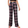 Alimens & Gentle Womens Pajama Pants Plaid Stretch Comfy Lounge Pants Drawstring Waist Sleep Bottoms with Pockets(Grey&pink)