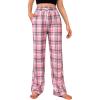 Alimens & Gentle Womens Pajama Pants Plaid Stretch Comfy Lounge Pants Drawstring Waist Sleep Bottoms with Pockets(Pink)