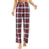 Alimens & Gentle Womens Pajama Pants Plaid Stretch Comfy Lounge Pants Drawstring Waist Sleep Bottoms with Pockets(Red  Navy white)