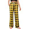 Alimens & Gentle Womens Pajama Pants Plaid Stretch Comfy Lounge Pants Drawstring Waist Sleep Bottoms with Pockets(Yellow&black)