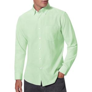 Alimens & Gentle Men’s Oxford Shirts Regular Fit Button Down Shirt Business Casual Shirts Long Sleeve Dress Shirt(Light Green)