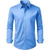 Alimens & Gentle Men’s Dress Shirt Regular Fit Stretch Stain Shield Long Sleeve Solid Business Wedding Button Down Shirts(Classic Blue)