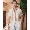 Alimens & Gentle Men’s Cuban Guayabera Shirts Cotton Linen Short Sleeve Button Down Shirts Casual Summer Beach Camp Shirt(Creamy White)