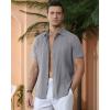 Alimens & Gentle Men’s Cuban Guayabera Shirts Cotton Linen Short Sleeve Button Down Shirts Casual Summer Beach Camp Shirt(Dark Grey)