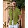 Alimens & Gentle Men’s Cuban Guayabera Shirts Cotton Linen Short Sleeve Button Down Shirts Casual Summer Beach Camp Shirt(Grass Green)