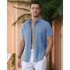 Alimens & Gentle Men’s Cuban Guayabera Shirts Cotton Linen Short Sleeve Button Down Shirts Casual Summer Beach Camp Shirt(Grayish Blue)