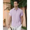 Alimens & Gentle Men’s Cuban Guayabera Shirts Cotton Linen Short Sleeve Button Down Shirts Casual Summer Beach Camp Shirt(Light Purple)