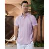 Alimens & Gentle Men’s Cuban Guayabera Shirts Cotton Linen Short Sleeve Button Down Shirts Casual Summer Beach Camp Shirt(Light Purple)