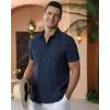 Alimens & Gentle Men’s Cuban Guayabera Shirts Cotton Linen Short Sleeve Button Down Shirts Casual Summer Beach Camp Shirt(Navy Blue)