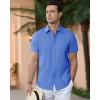Alimens & Gentle Men’s Cuban Guayabera Shirts Cotton Linen Short Sleeve Button Down Shirts Casual Summer Beach Camp Shirt(Royal Blue)