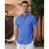 Alimens & Gentle Men’s Cuban Guayabera Shirts Cotton Linen Short Sleeve Button Down Shirts Casual Summer Beach Camp Shirt(Royal Blue)