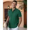 Alimens & Gentle Men’s Cuban Guayabera Shirts Cotton Linen Short Sleeve Button Down Shirts Casual Summer Beach Camp Shirt(Teal Green)