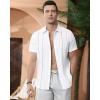 Alimens & Gentle Men’s Cuban Guayabera Shirts Cotton Linen Short Sleeve Button Down Shirts Casual Summer Beach Camp Shirt(White)