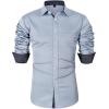 Alimens & Gentle Men’s Dress Shirts Long Sleeve Wrinkle-Free Business Casual Button Down Shirt(Light Blue)
