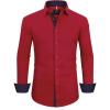 Alimens & Gentle Men’s Dress Shirts Long Sleeve Wrinkle-Free Business Casual Button Down Shirt(Bright Red)
