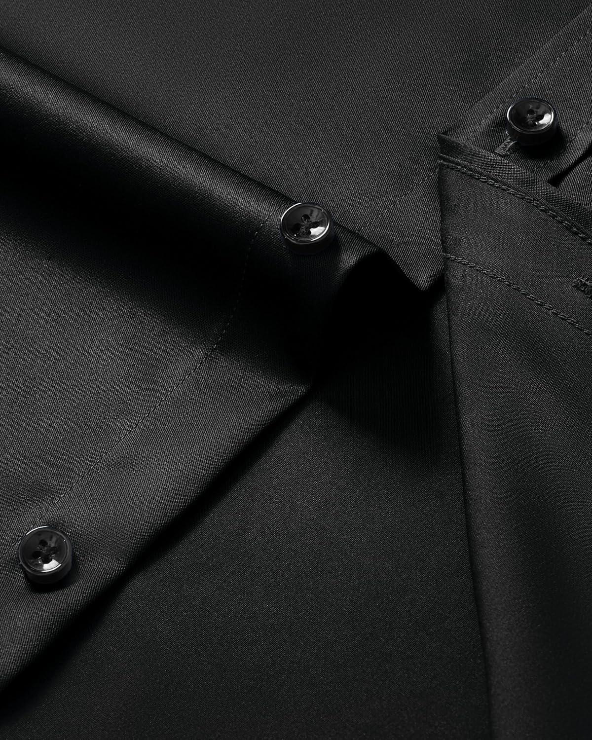 imageAlimens amp Gentle Mens Anti Odor Dress Shirts Long Sleeve Wrinkle Free Stretch Button Down Shirt Business Formal WeddingBlack