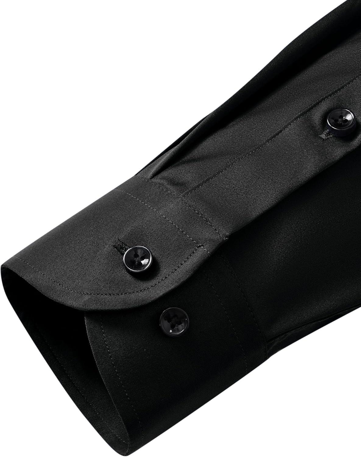 imageAlimens amp Gentle Mens Anti Odor Dress Shirts Long Sleeve Wrinkle Free Stretch Button Down Shirt Business Formal WeddingBlack