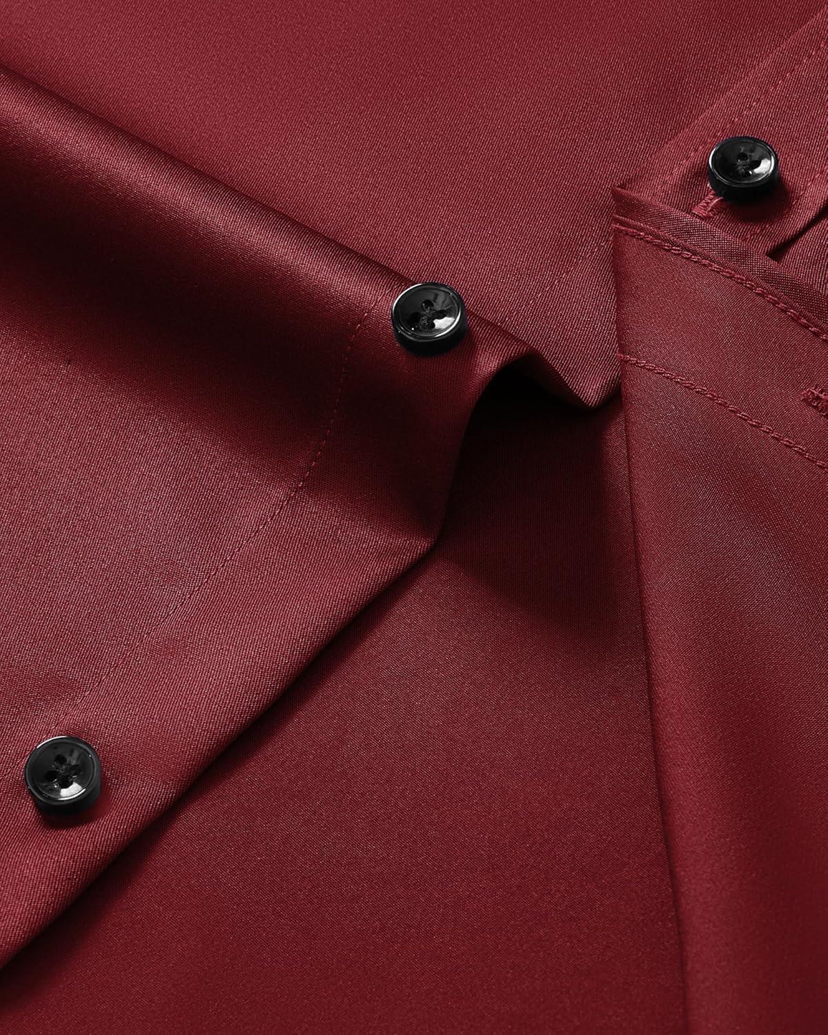 imageAlimens amp Gentle Mens Anti Odor Dress Shirts Long Sleeve Wrinkle Free Stretch Button Down Shirt Business Formal WeddingBurgundy