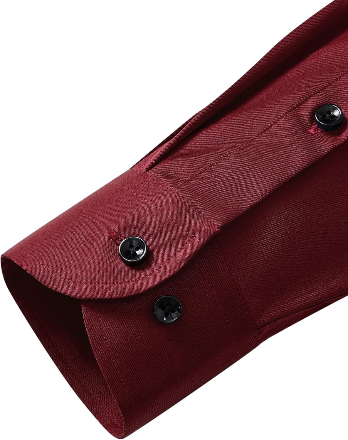 imageAlimens amp Gentle Mens Anti Odor Dress Shirts Long Sleeve Wrinkle Free Stretch Button Down Shirt Business Formal WeddingBurgundy