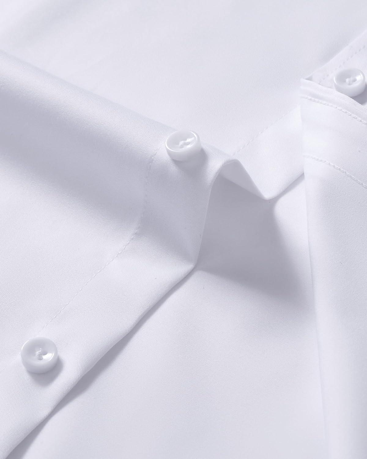 imageAlimens amp Gentle Mens Anti Odor Dress Shirts Long Sleeve Wrinkle Free Stretch Button Down Shirt Business Formal WeddingClassic White