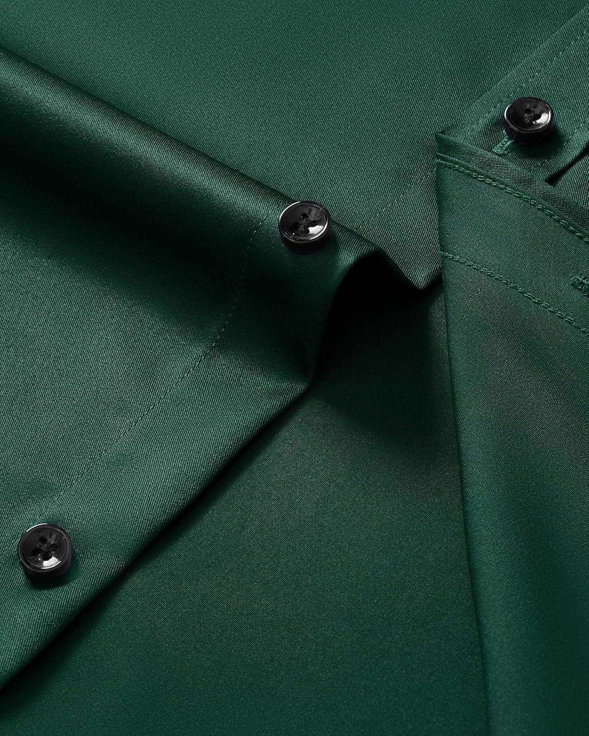imageAlimens amp Gentle Mens Anti Odor Dress Shirts Long Sleeve Wrinkle Free Stretch Button Down Shirt Business Formal WeddingDark Green