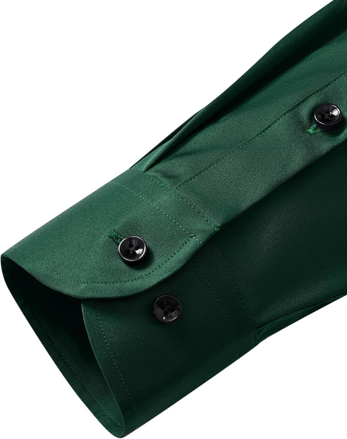 imageAlimens amp Gentle Mens Anti Odor Dress Shirts Long Sleeve Wrinkle Free Stretch Button Down Shirt Business Formal WeddingDark Green