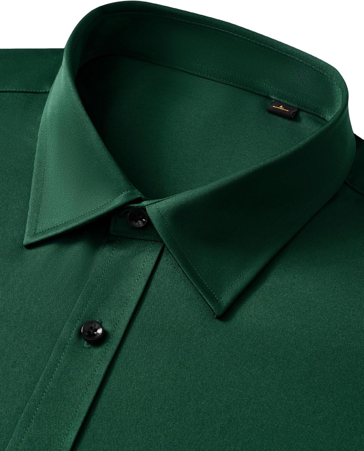 imageAlimens amp Gentle Mens Anti Odor Dress Shirts Long Sleeve Wrinkle Free Stretch Button Down Shirt Business Formal WeddingDark Green