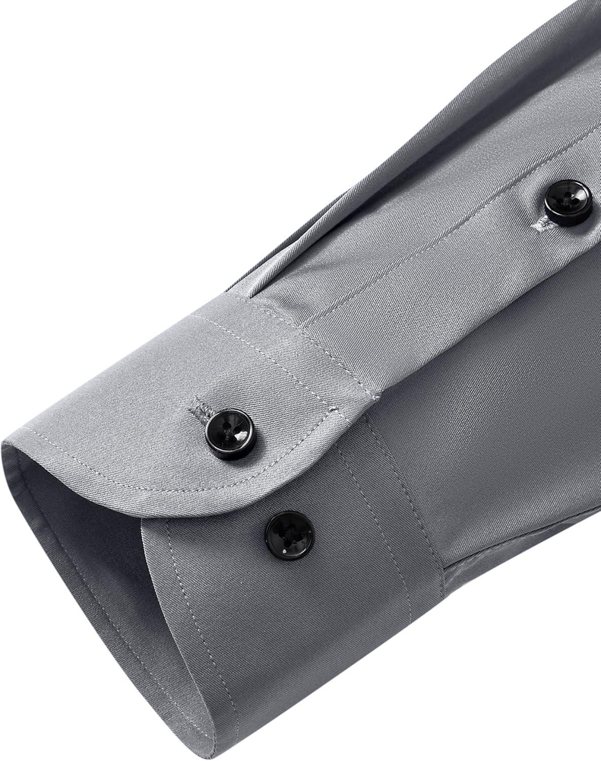 imageAlimens amp Gentle Mens Anti Odor Dress Shirts Long Sleeve Wrinkle Free Stretch Button Down Shirt Business Formal WeddingGrey