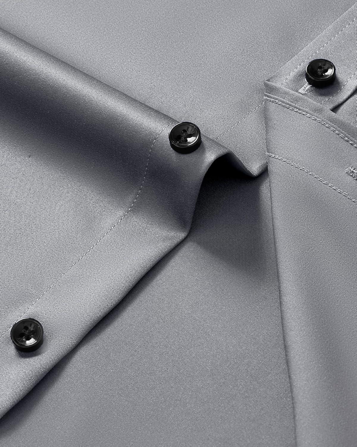 imageAlimens amp Gentle Mens Anti Odor Dress Shirts Long Sleeve Wrinkle Free Stretch Button Down Shirt Business Formal WeddingGrey