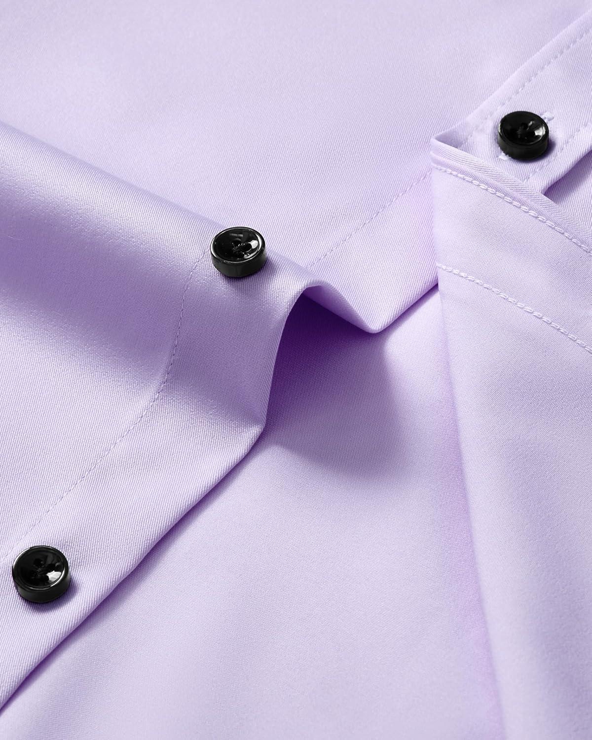 imageAlimens amp Gentle Mens Anti Odor Dress Shirts Long Sleeve Wrinkle Free Stretch Button Down Shirt Business Formal WeddingLavender
