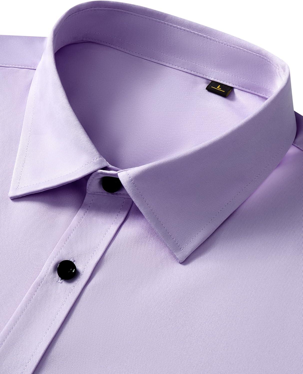 imageAlimens amp Gentle Mens Anti Odor Dress Shirts Long Sleeve Wrinkle Free Stretch Button Down Shirt Business Formal WeddingLavender