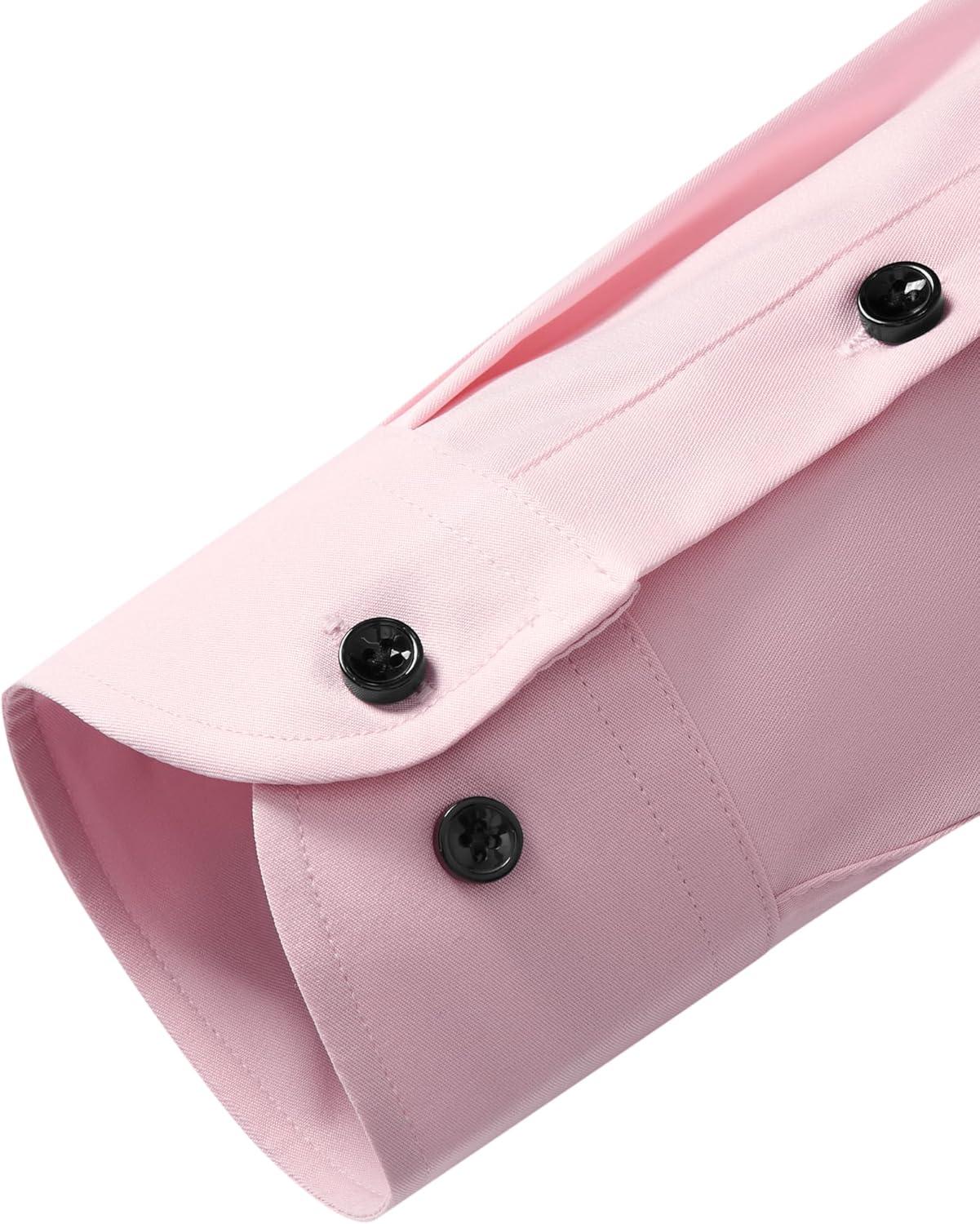 imageAlimens amp Gentle Mens Anti Odor Dress Shirts Long Sleeve Wrinkle Free Stretch Button Down Shirt Business Formal WeddingLight Pink