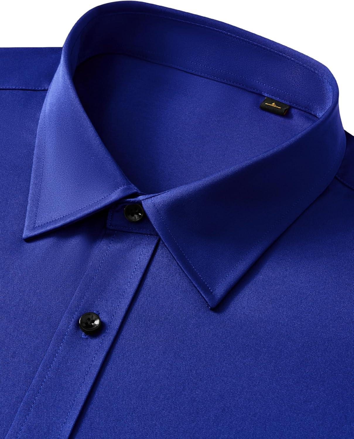 imageAlimens amp Gentle Mens Anti Odor Dress Shirts Long Sleeve Wrinkle Free Stretch Button Down Shirt Business Formal WeddingRoyal Blue