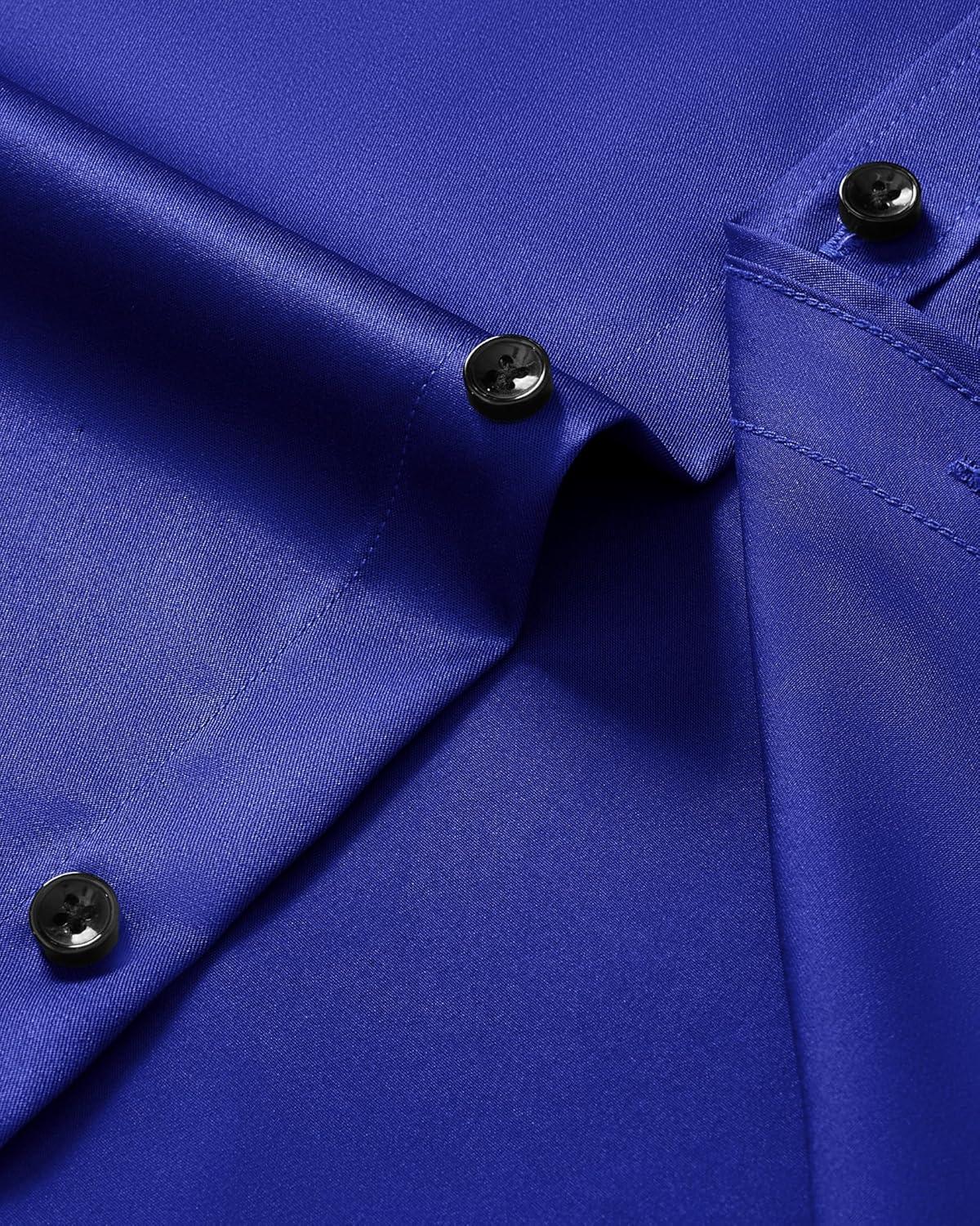 imageAlimens amp Gentle Mens Anti Odor Dress Shirts Long Sleeve Wrinkle Free Stretch Button Down Shirt Business Formal WeddingRoyal Blue