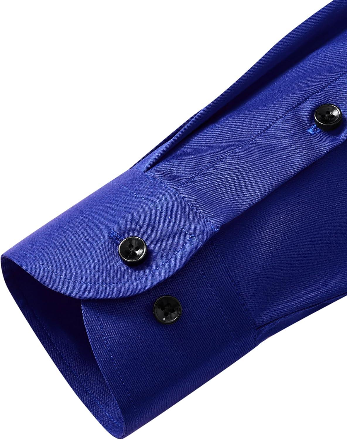 imageAlimens amp Gentle Mens Anti Odor Dress Shirts Long Sleeve Wrinkle Free Stretch Button Down Shirt Business Formal WeddingRoyal Blue