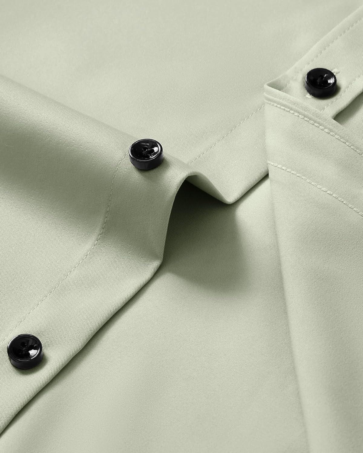 imageAlimens amp Gentle Mens Anti Odor Dress Shirts Long Sleeve Wrinkle Free Stretch Button Down Shirt Business Formal WeddingSage Green