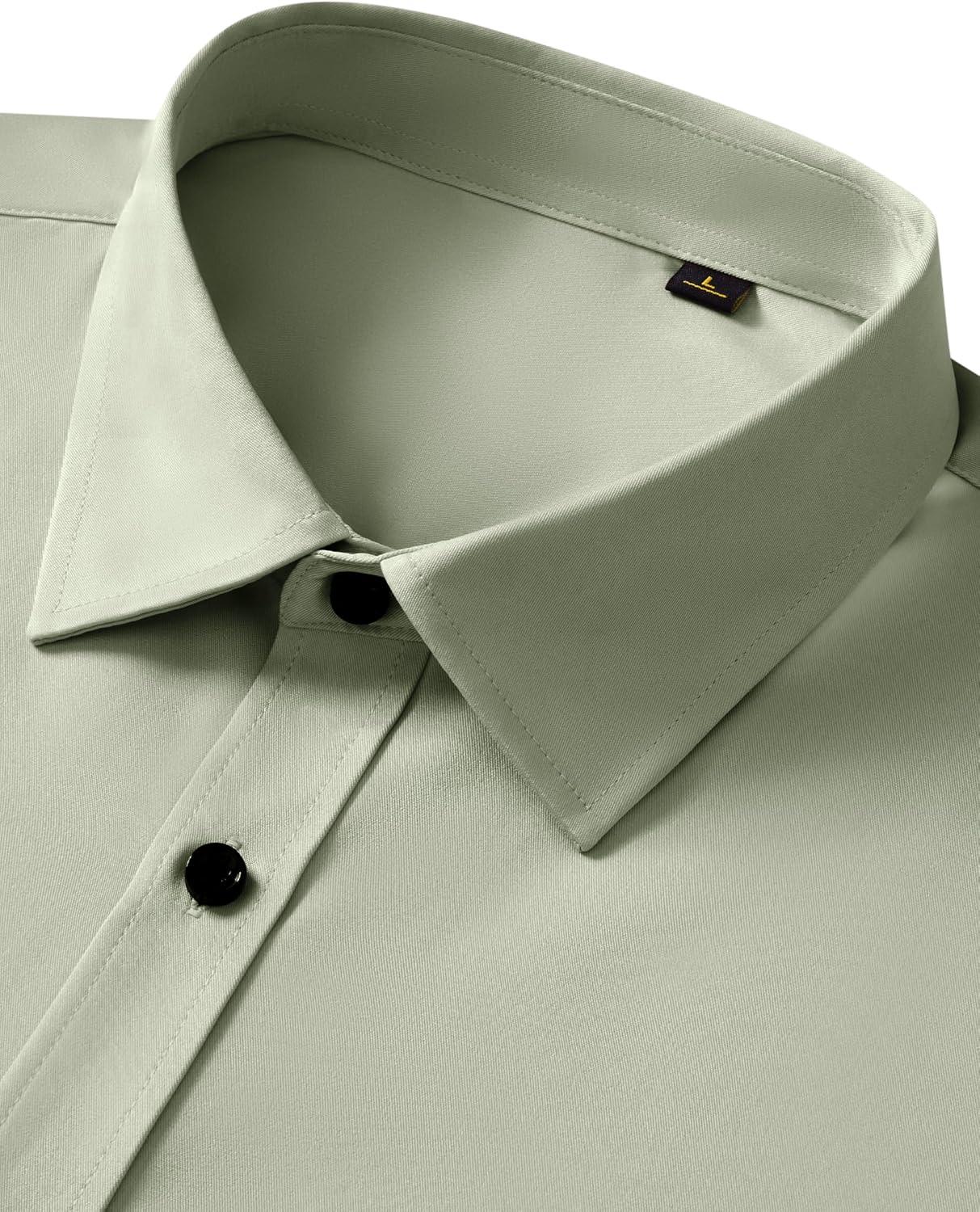 imageAlimens amp Gentle Mens Anti Odor Dress Shirts Long Sleeve Wrinkle Free Stretch Button Down Shirt Business Formal WeddingSage Green